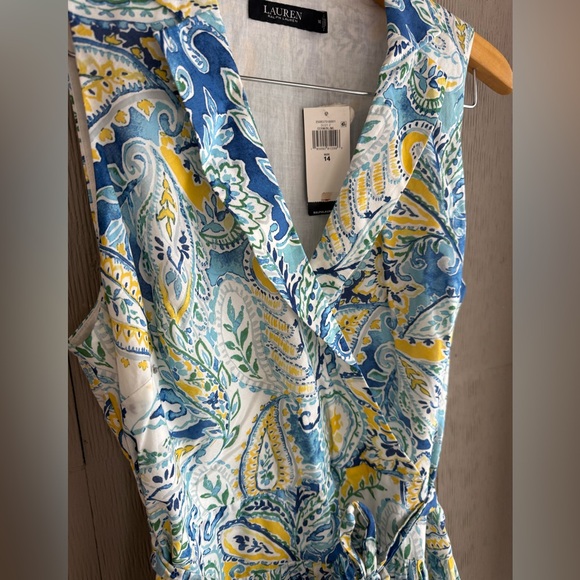 Ralph Lauren Blue and Yellow Paisley Midi Dress - Picture 4 of 5